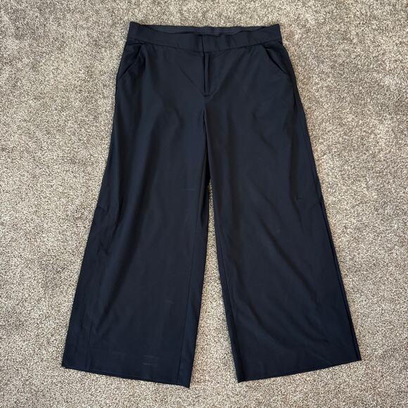 Athleta Women's Size 10 Tribeca Crop Wide Leg Snap Hem Pants Casual Travel - Picture 2 of 11